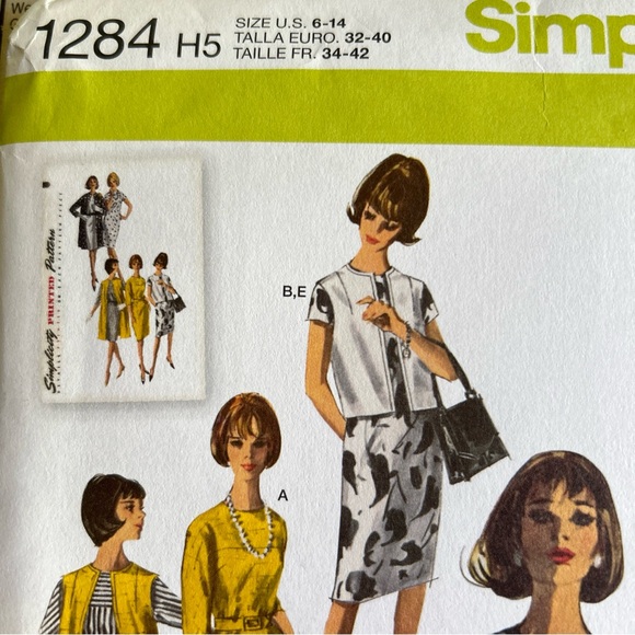 Simplicity 1284 Sewing Patterns 1960's Vintage Style Dress, Coat Sz 6-14 UNCUT - Picture 7 of 7